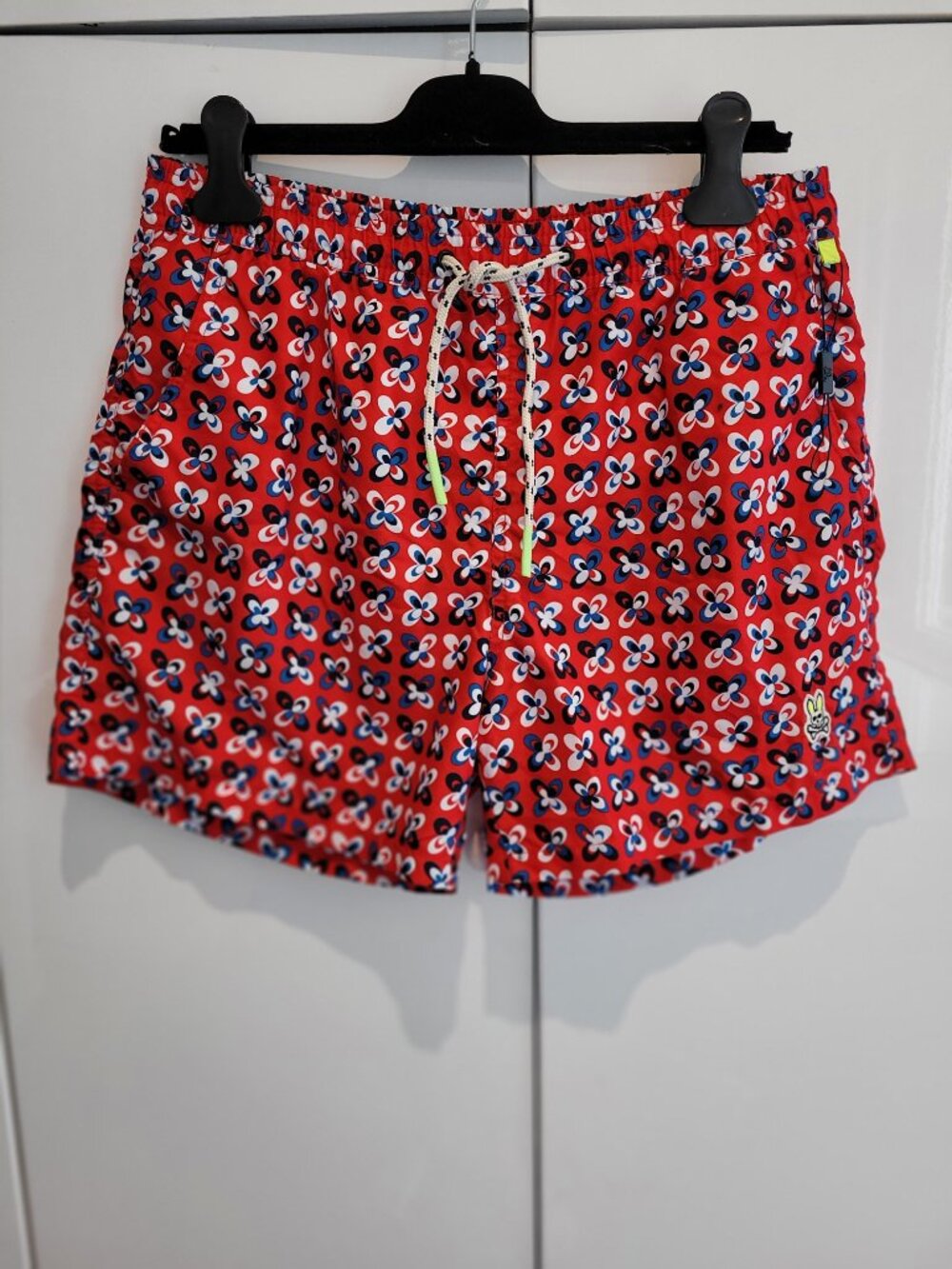 Psycho Bunny Men's Brilliant Red Swim Trunks Size L